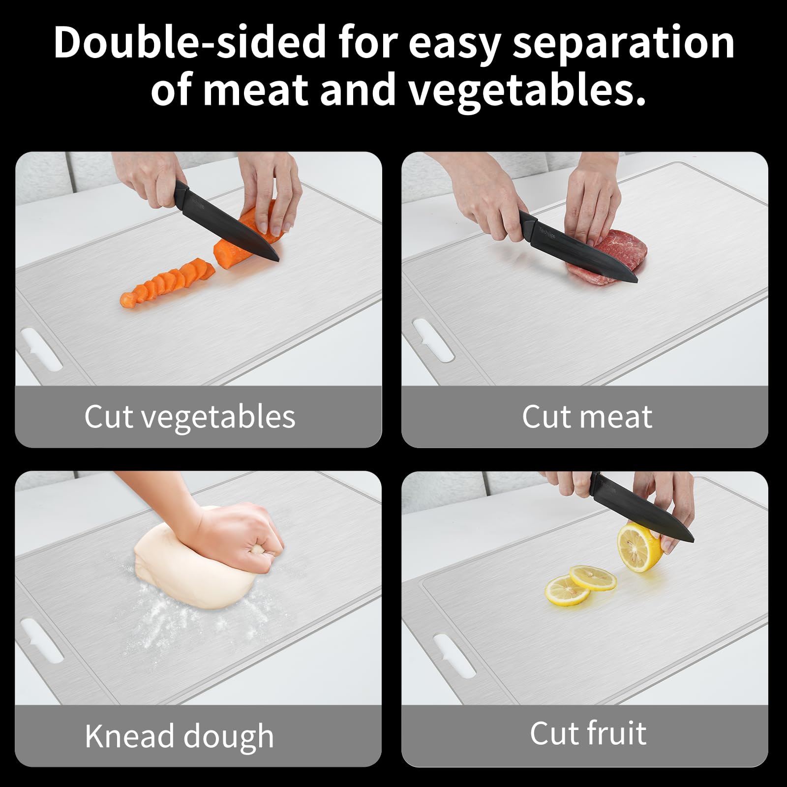 Jiwasio titanium cutting board easy clean surface dries quickly.