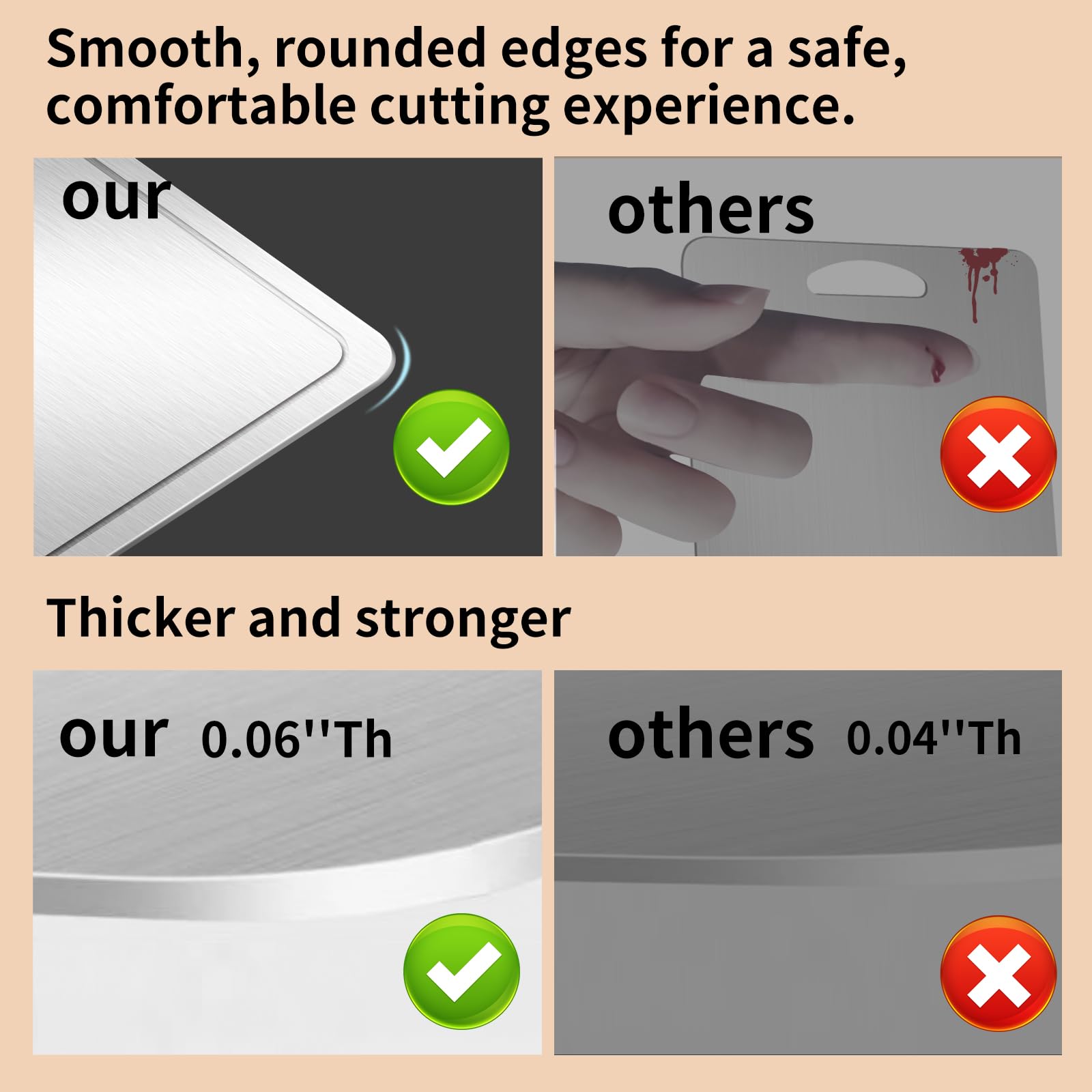 Jiwasio cutting board, 1.5mm thickness, resists warping for durable performance.