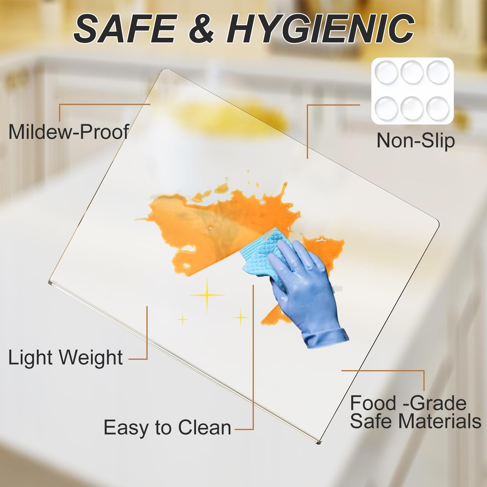 JJL cutting board featuring anti-slip dots for steady chopping.