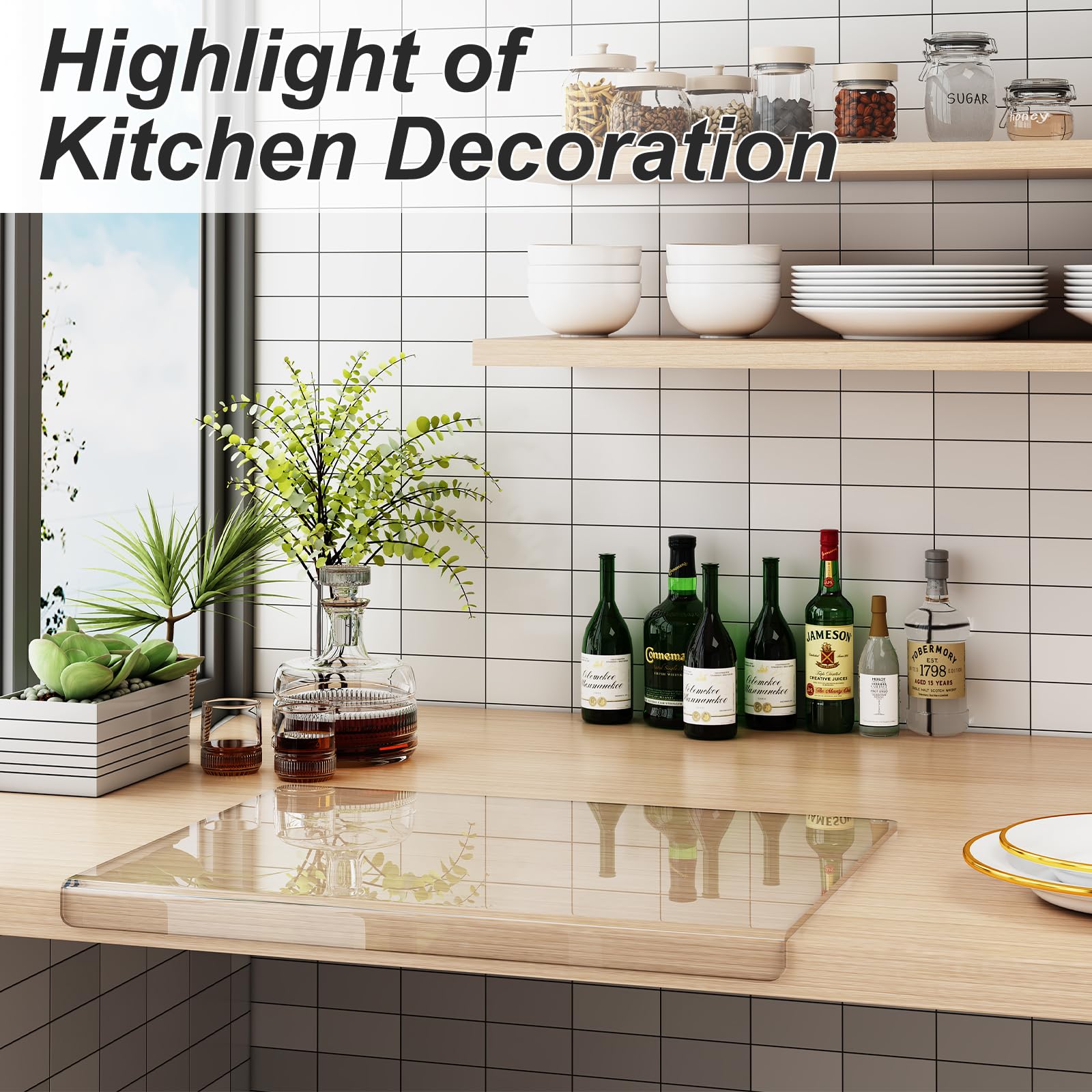 JJL transparent board adds kitchen decor while you prep produce.
