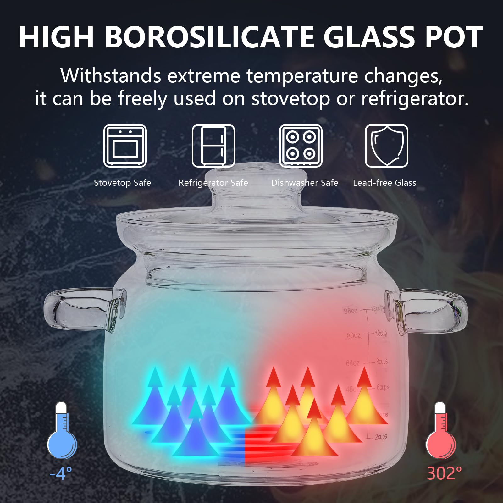jjojcll heat-resistant glass handles stay cool to touch during cooking