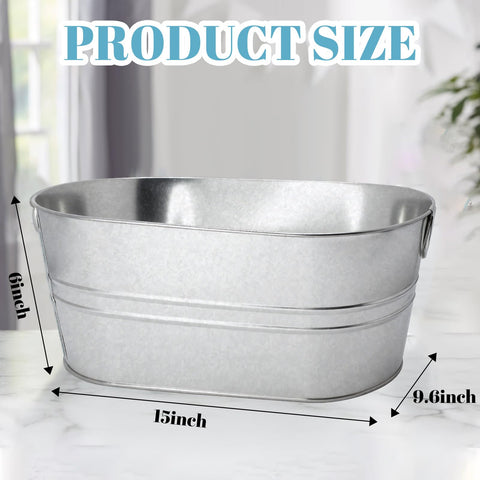 JJXUANER galvanized tub ice bucket with handles for portable chilling