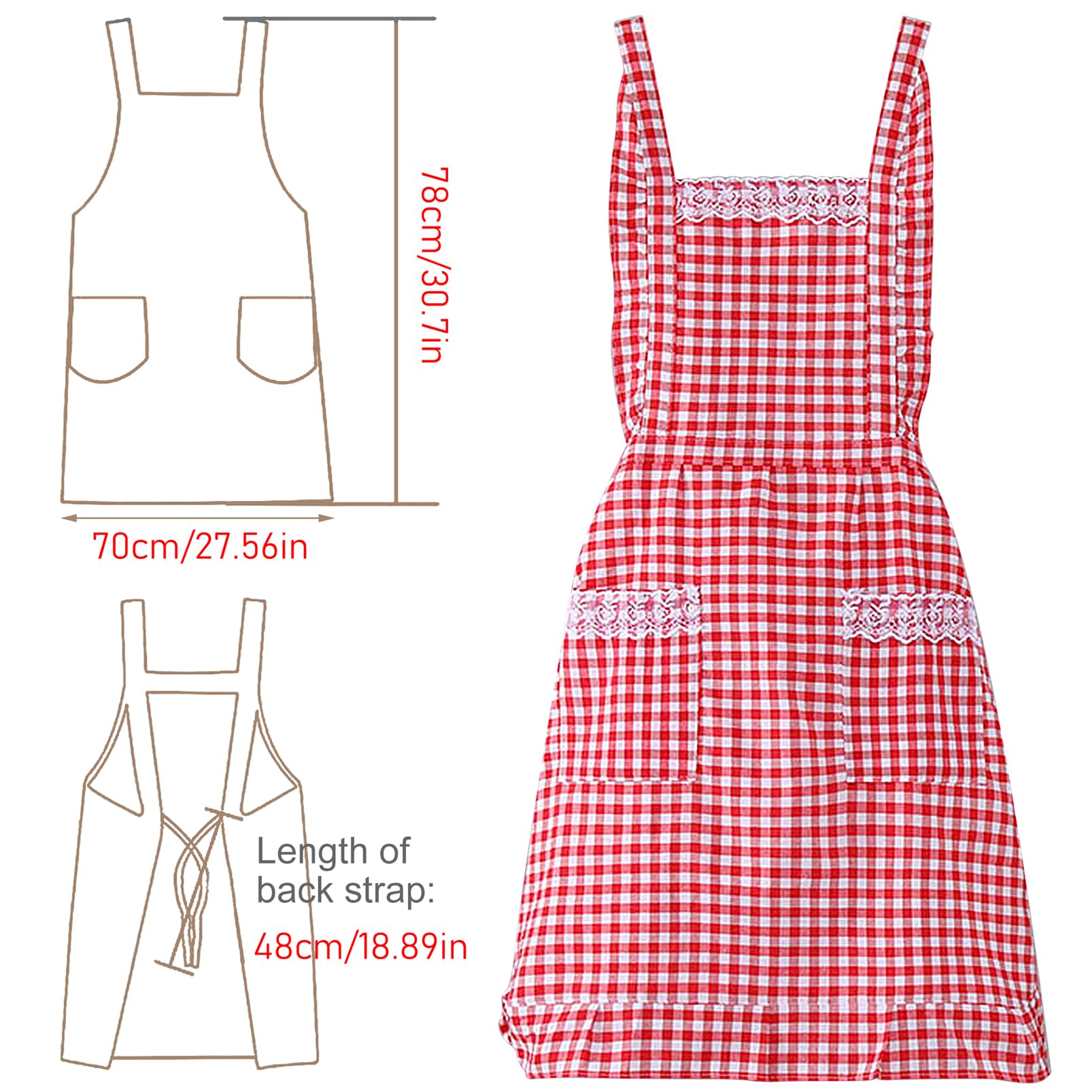 JJYHEHOT cotton apron with pockets for tools during baking