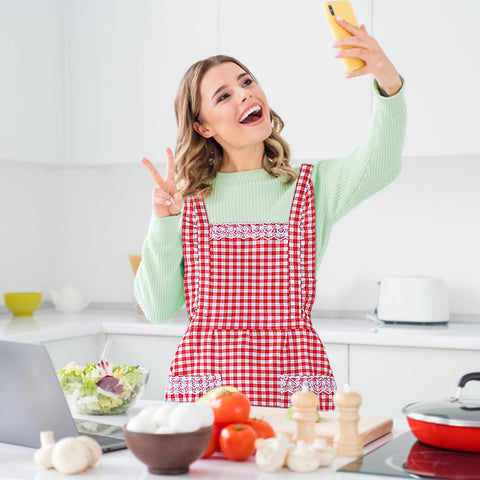 JJYHEHOT machine washable cotton apron ready for daily kitchen wear