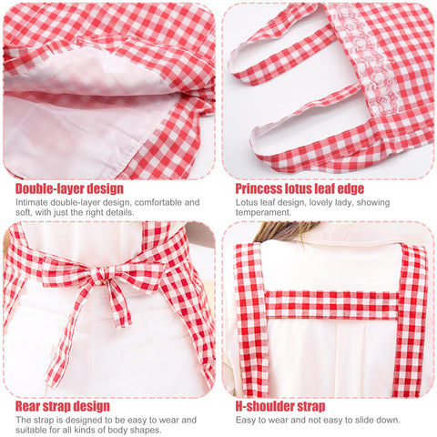 JJYHEHOT apron detail shows soft cotton and vibrant gingham