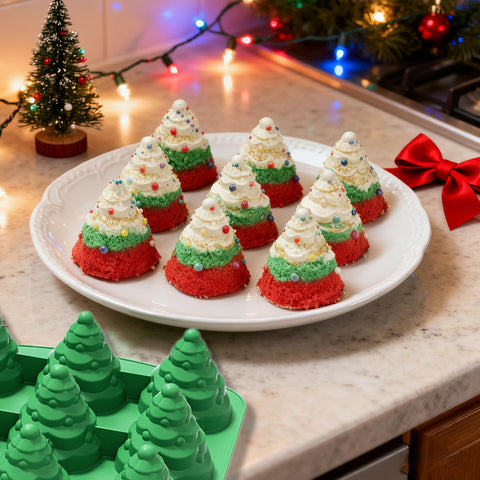 JJzxwish 3D Christmas tree mold highlights detailed texture for festive desserts.
