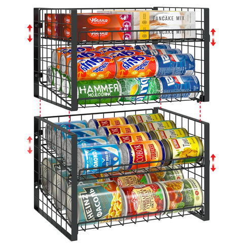 JKsmart 2-tier can rack front view for organized pantry storage.