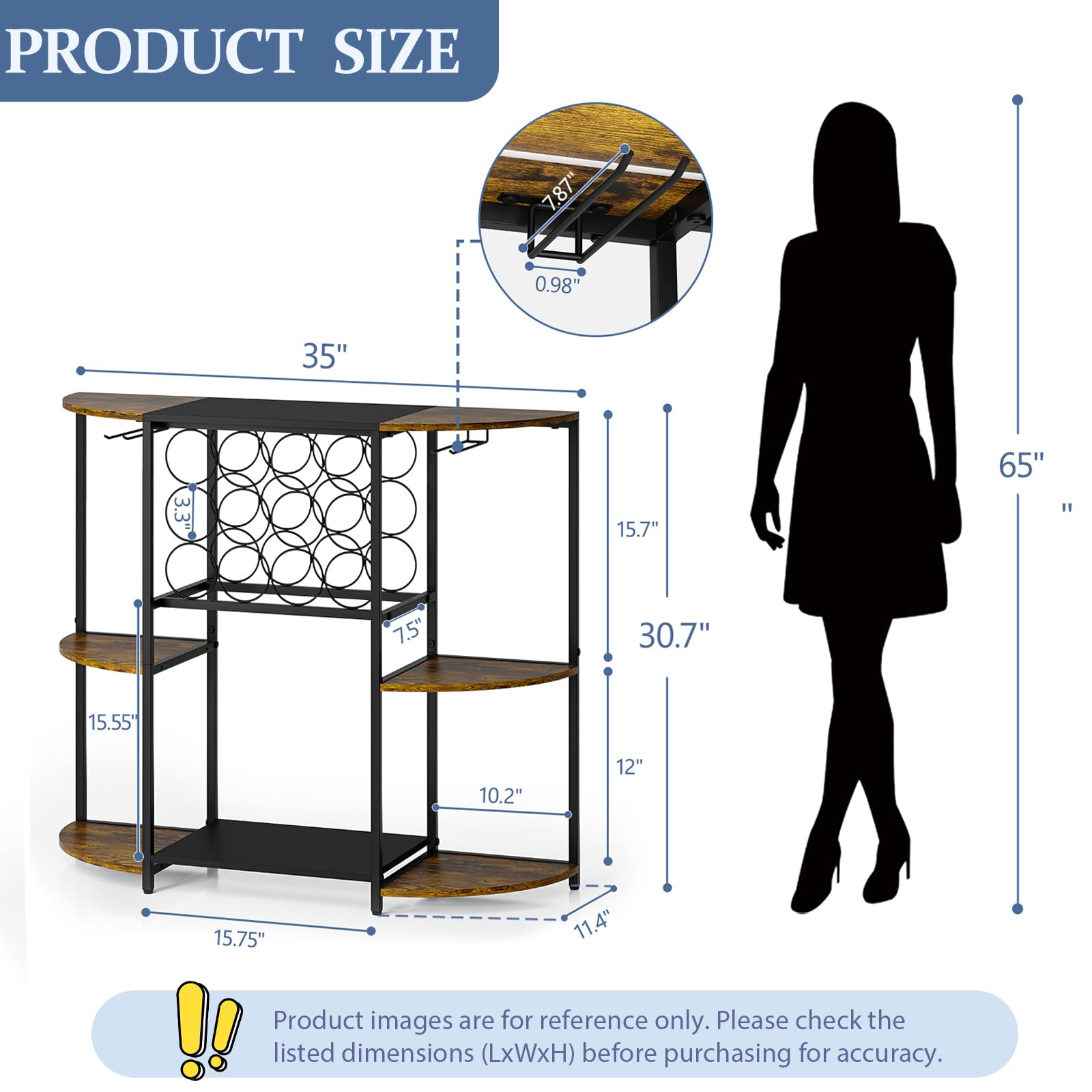 JKsmart three-tier bar table design provides versatile storage and display.