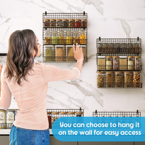 JKsmart iron-wire spice rack adjustable layout fits kitchen shelves