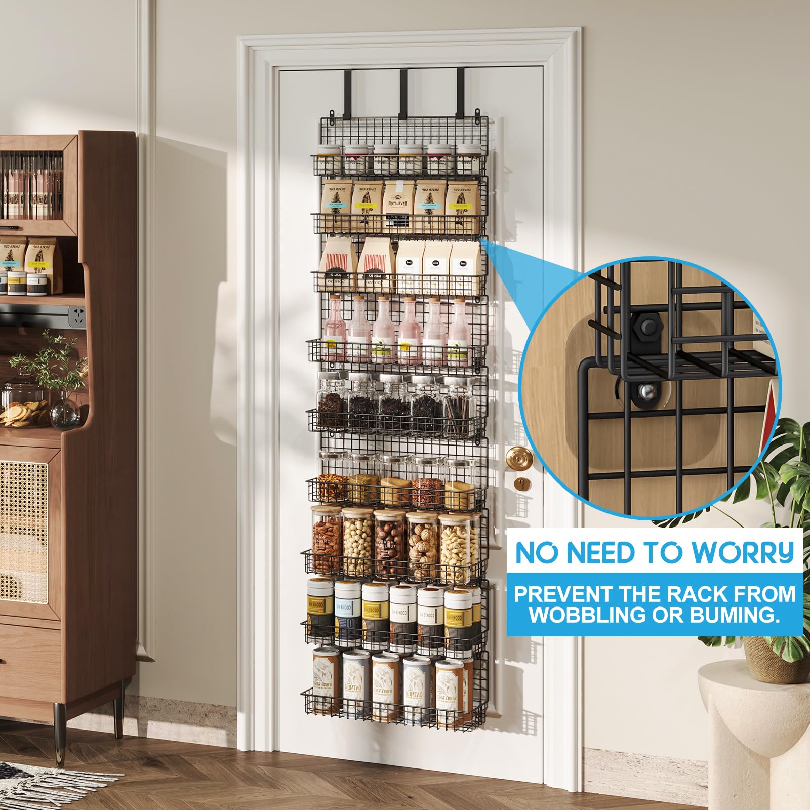 JKsmart 9-Tier spice rack wall mount keeps jars organized and visible