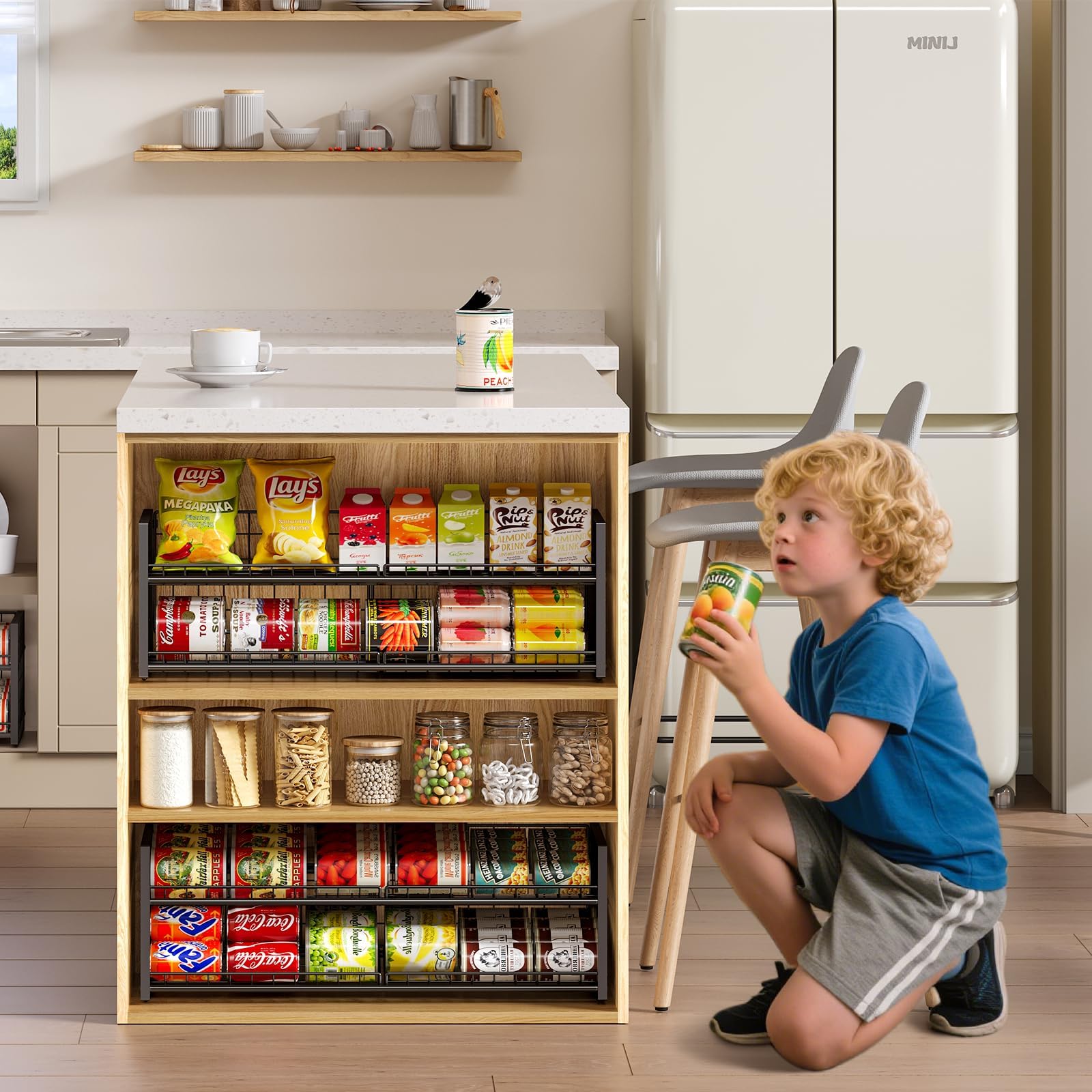 JKsmart heavy-duty iron construction supports cans securely.