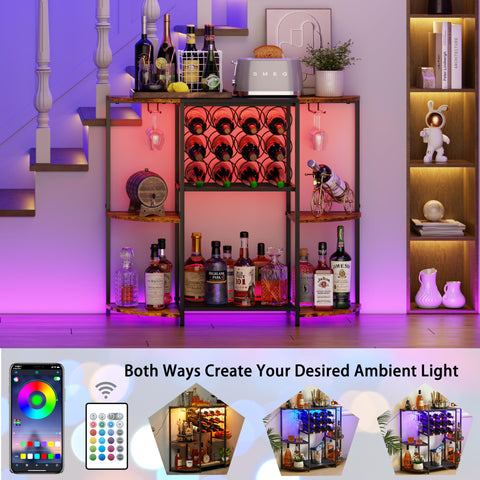 JKsmart mini wine rack storage neatly organizes bottles and glassware.
