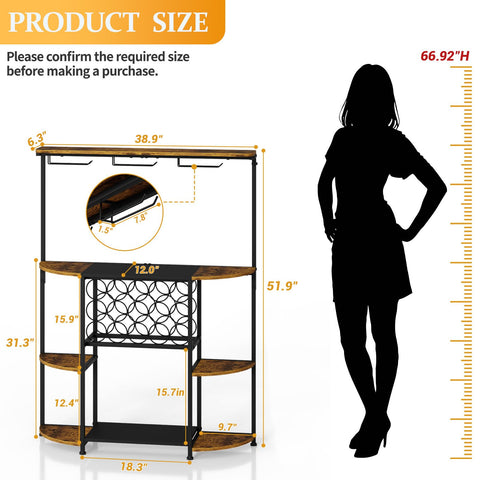 JKsmart spacious top and open shelves keep bottles, glassware, and decor organized