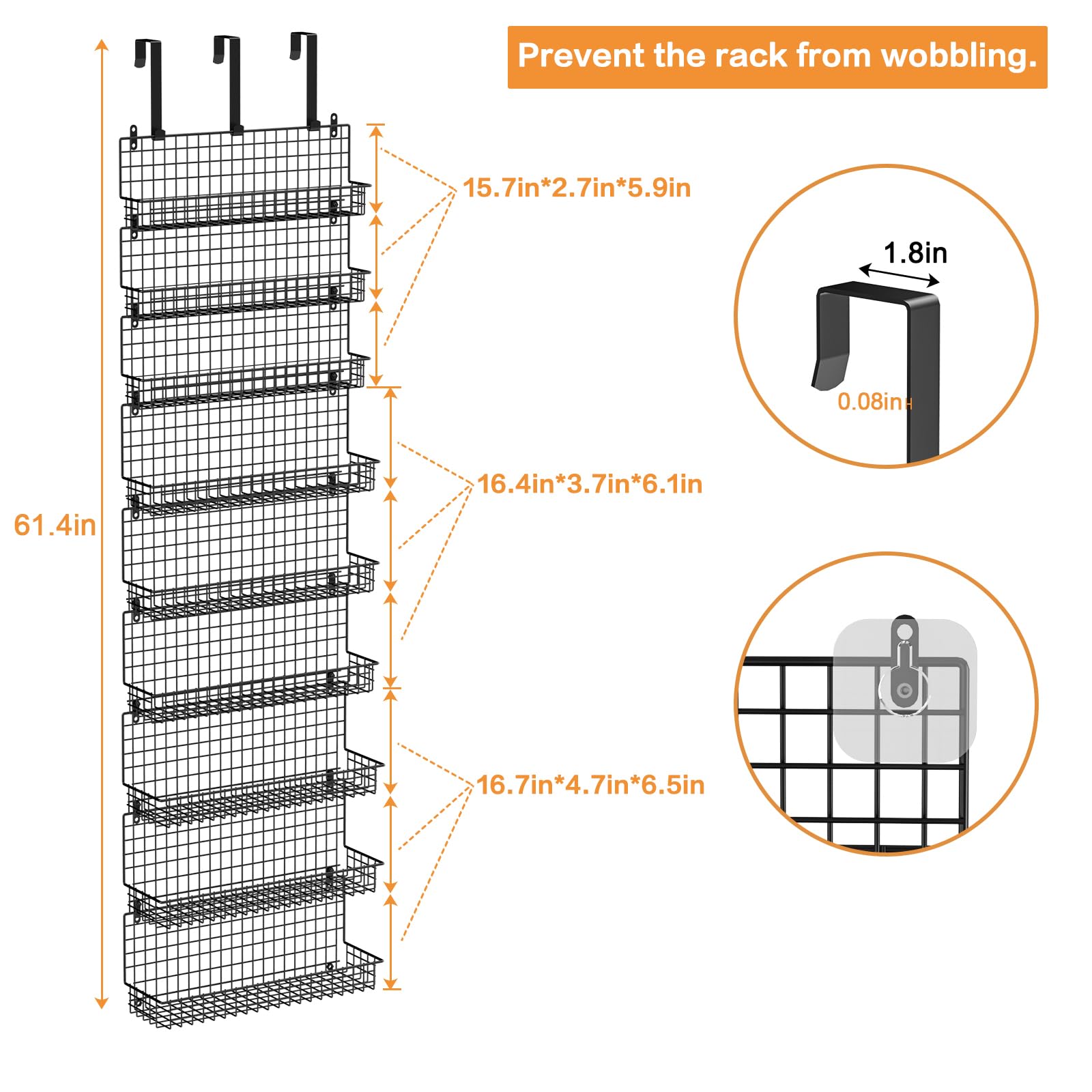 JKsmart versatile spice rack for door or wall mounting in kitchen