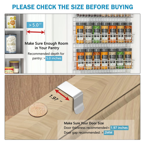 JKsmart over-the-door spice rack shows flexible mounting for pantry use.