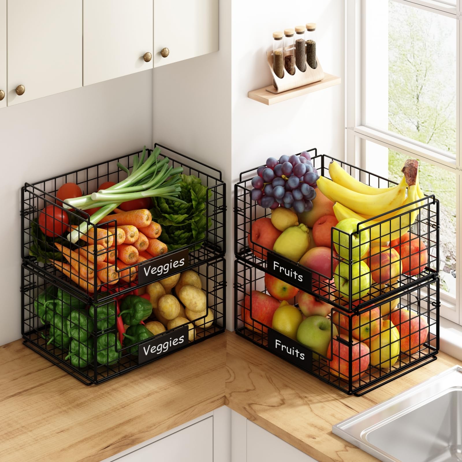 JKsmart stackable and foldable pantry bins optimizing space