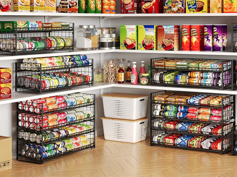 JKsmart tilted front can roll promotes first-in-first-out organization for quick selections