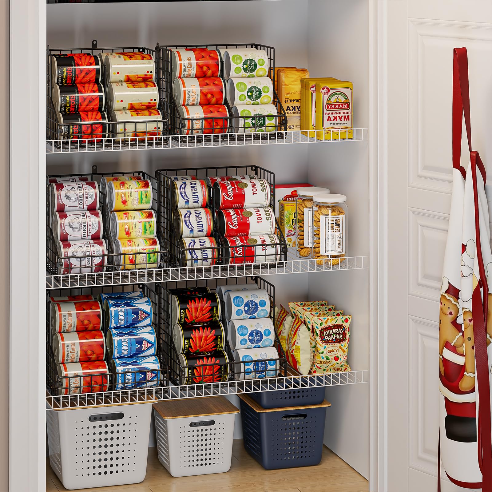 JKsmart two-tier metal wire baskets provide sturdy, durable pantry racks.