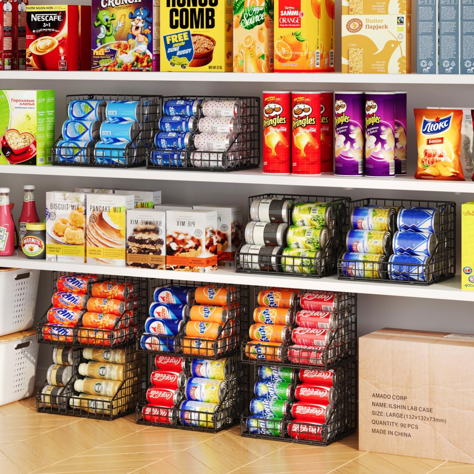 JKsmart wall-mountable can rack saves countertop space in kitchens.