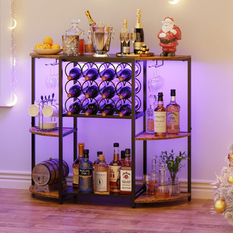 JKsmart wine bar cabinet with LED light strip for stylish entertaining.