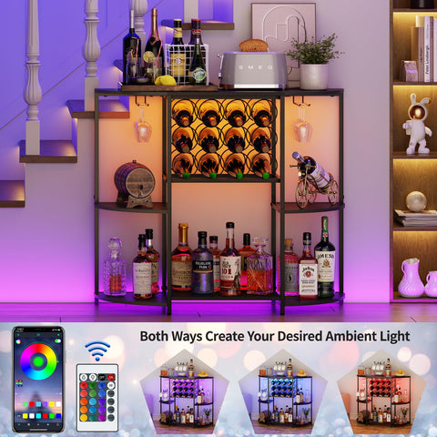 JKsmart bar cabinet with a three-sided design offers versatile storage and display.