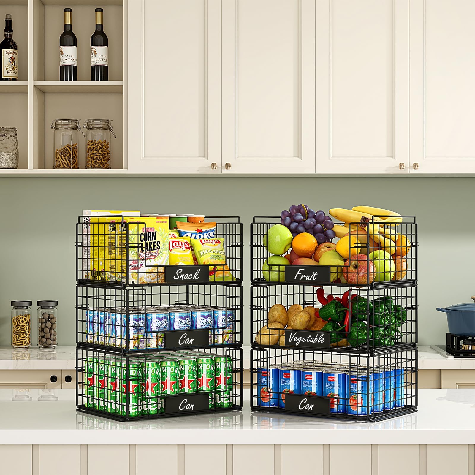 JKsmart foldable pantry bin stackable design saves space and simplifies storage