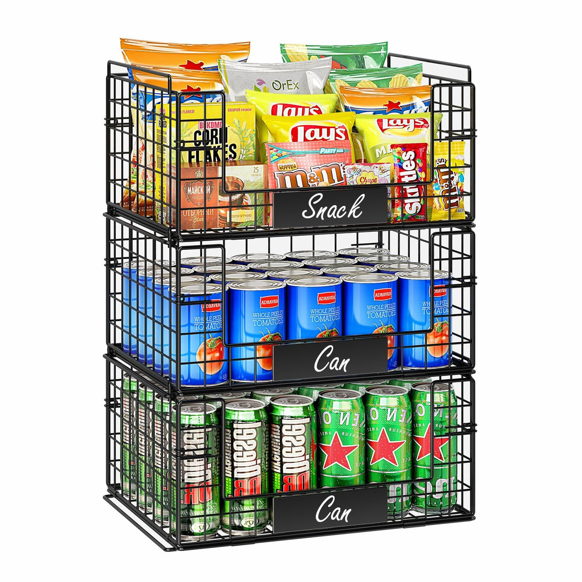 JKsmart XXL stackable wire baskets 3-pack for pantry organization and easy access
