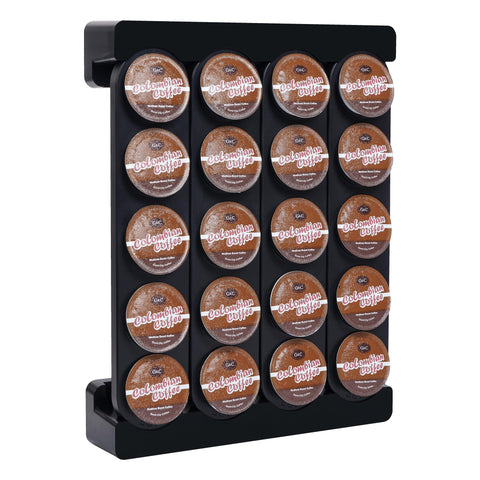 JMBTLUS wall-mounted coffee pod holder keeps 20 K-Cups within easy reach.
