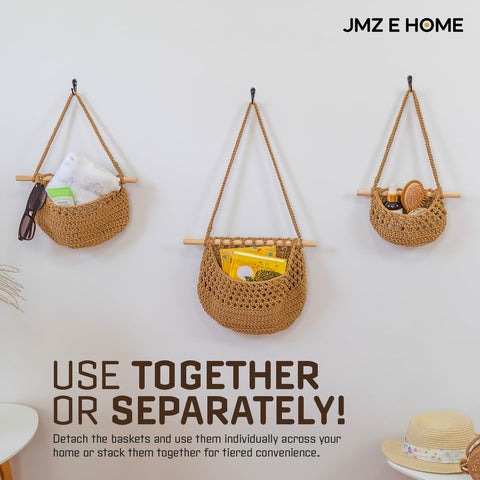 JMZ E Home cotton rope weave texture enhances cozy boho wall decor.