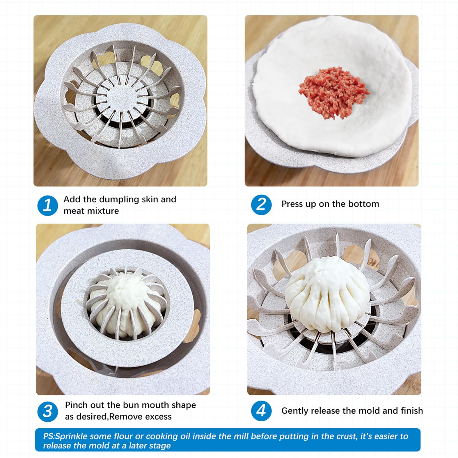 JNHUY Baozi Maker flower-shaped design adds artistic flair to your kitchen.