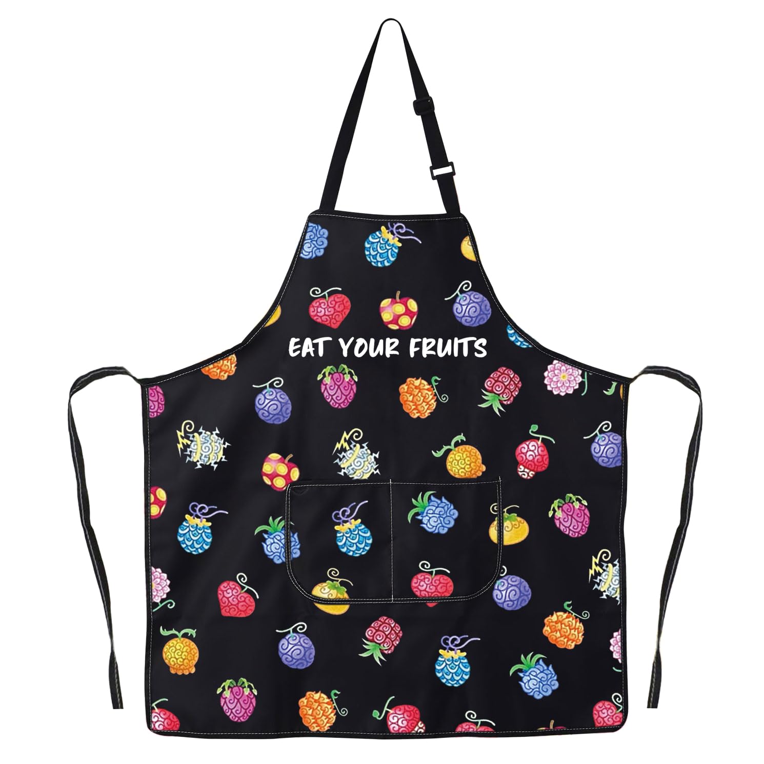 JNIAP devil-fruits kitchen apron with anime design for cooking and splash protection.