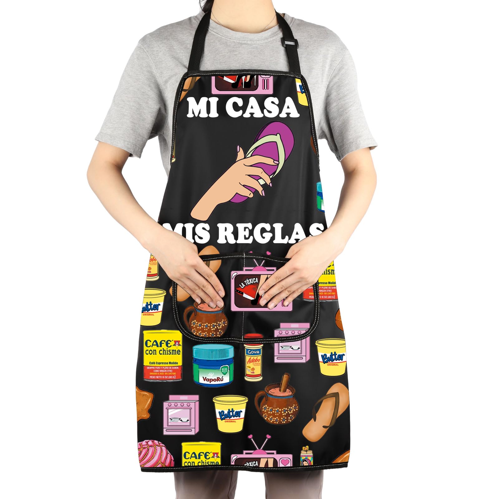 JNIAP Latina Mom Apron fabric close-up highlighting water- and oil-resistance