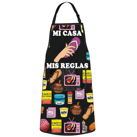 JNIAP Latina Mom Apron front view shows durable polyester protection for cooking