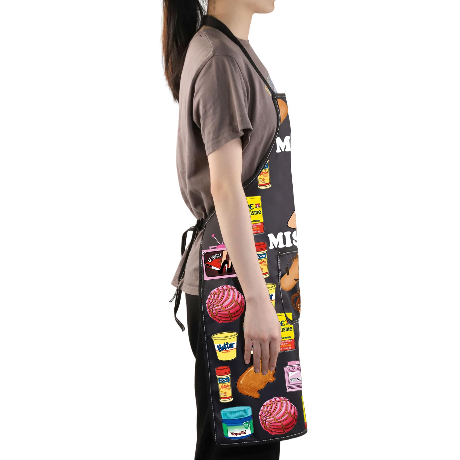 JNIAP Latina Mom Apron in use for barbecue and kitchen tasks keeping clothes clean