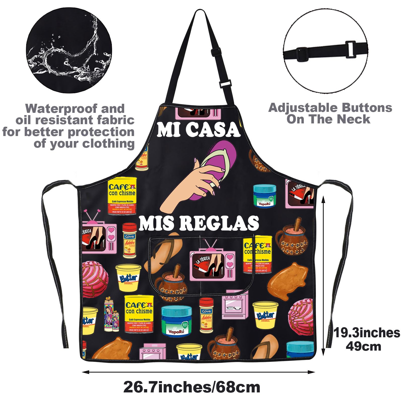 JNIAP Latina Mom Apron neck adjustment detail for comfortable fit during prep
