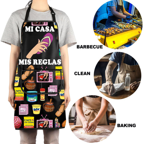 JNIAP Latina Mom Apron large size provides full torso coverage for baking and grilling