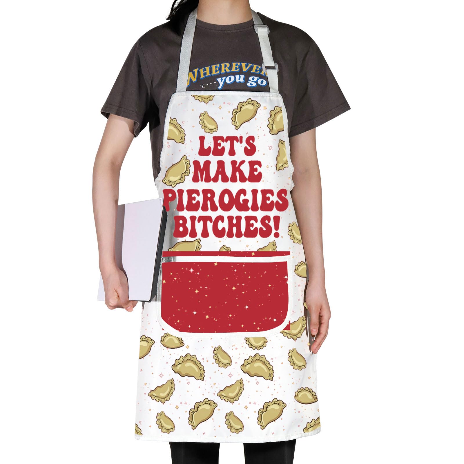 JNIAP Pierogi apron material detail soft polyester with water and oil resistance