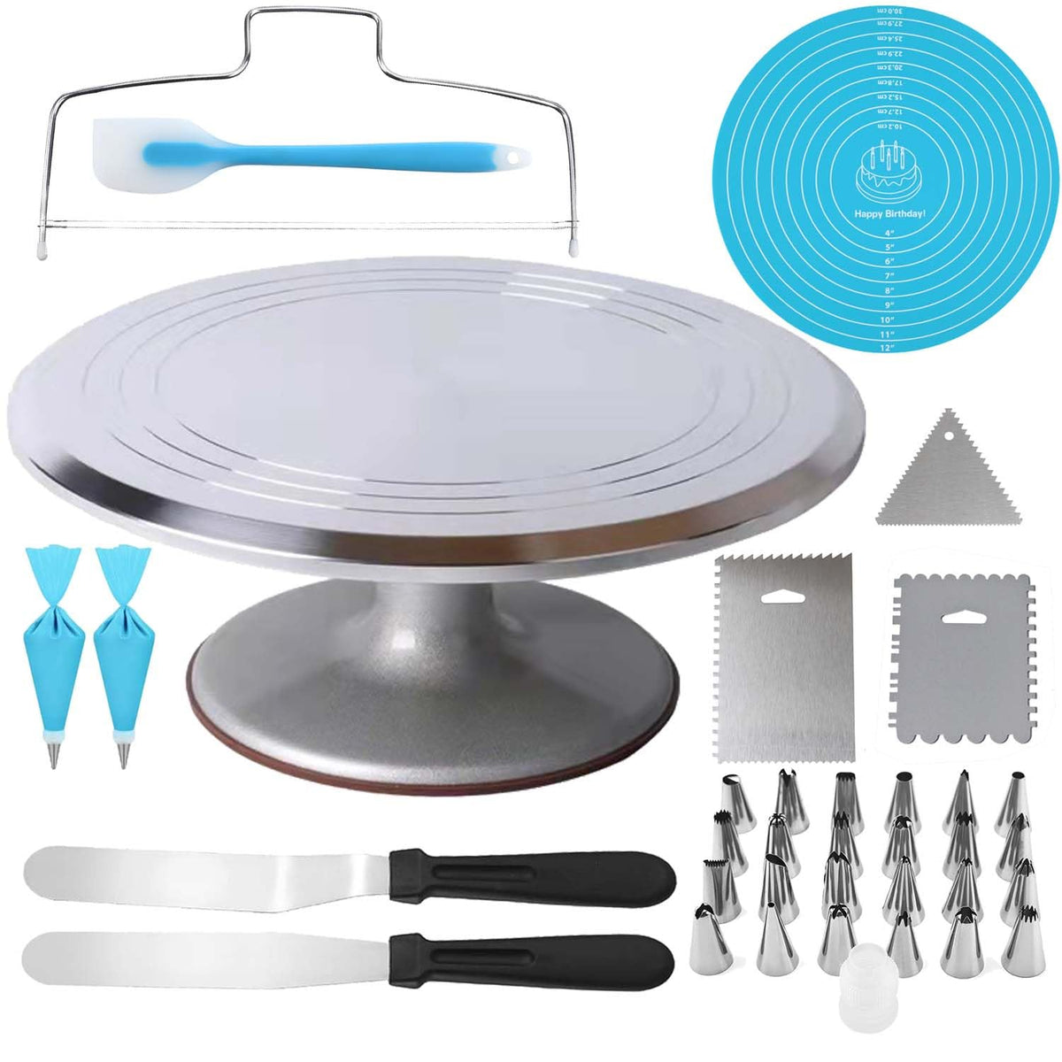 Jninexiu 12-inch aluminum cake turntable for smooth decorating