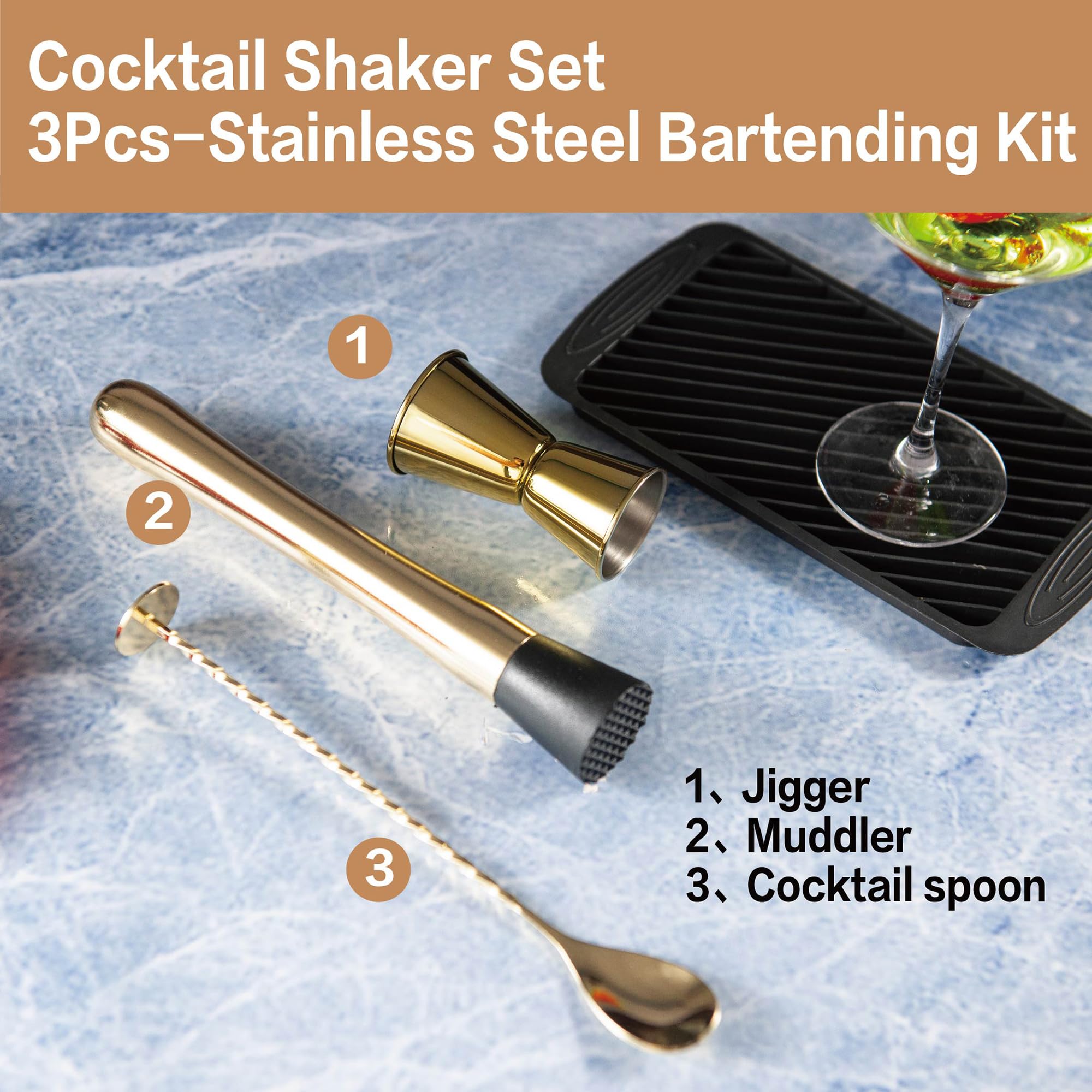 JNWINOG gold bar tool set on counter for easy access