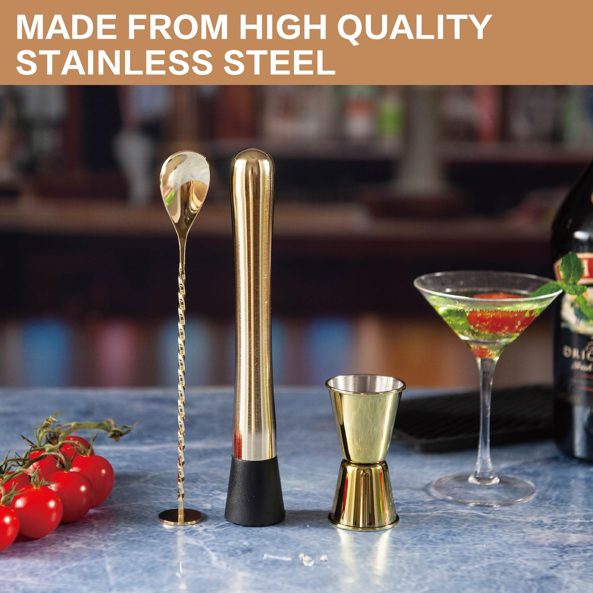 JNWINOG gold cocktail spoon 12-inch for smooth stirring and layering