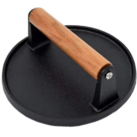 JNXHON burger press with wooden handle provides uniform patties and easy release.