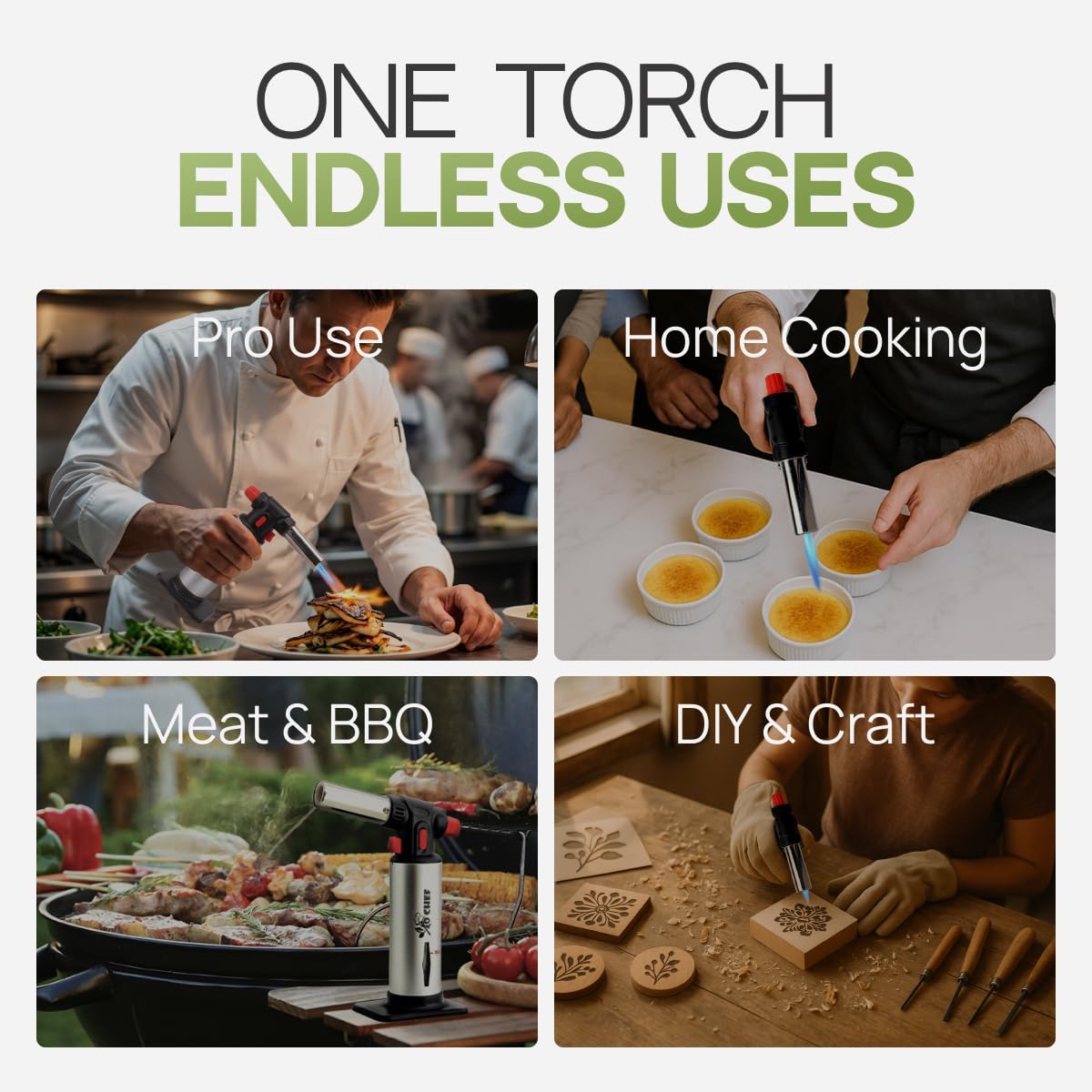 Jo Chef torch creme-brulee kitchen use for even caramelization.