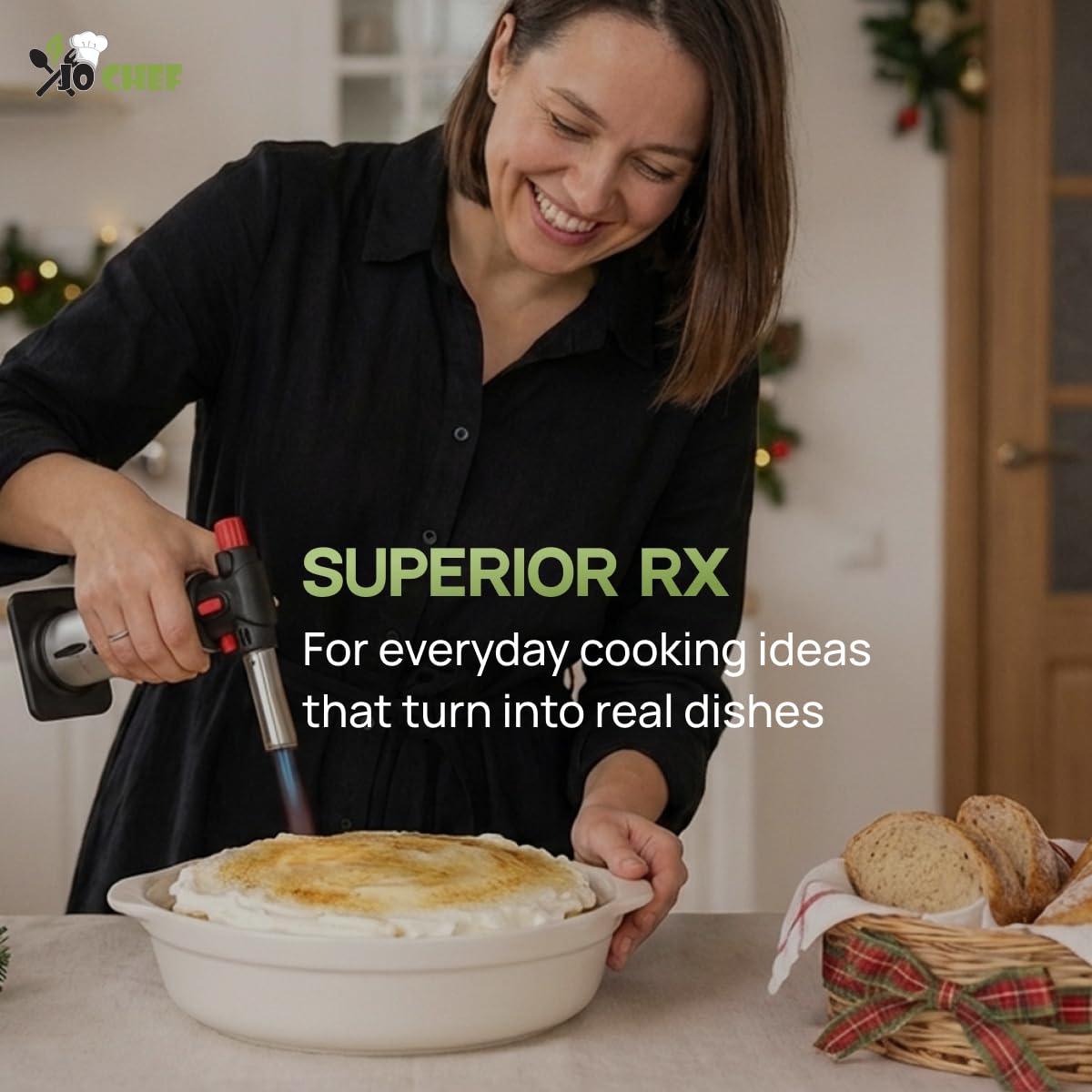 Jo Chef torch with free recipe eBook inspires home cooking ideas.