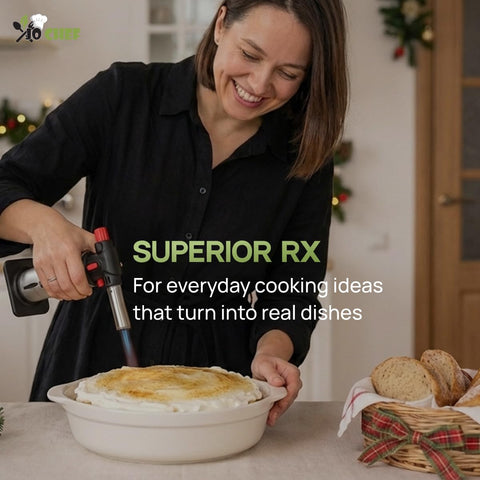 Jo Chef torch with free recipe eBook inspires home cooking ideas.