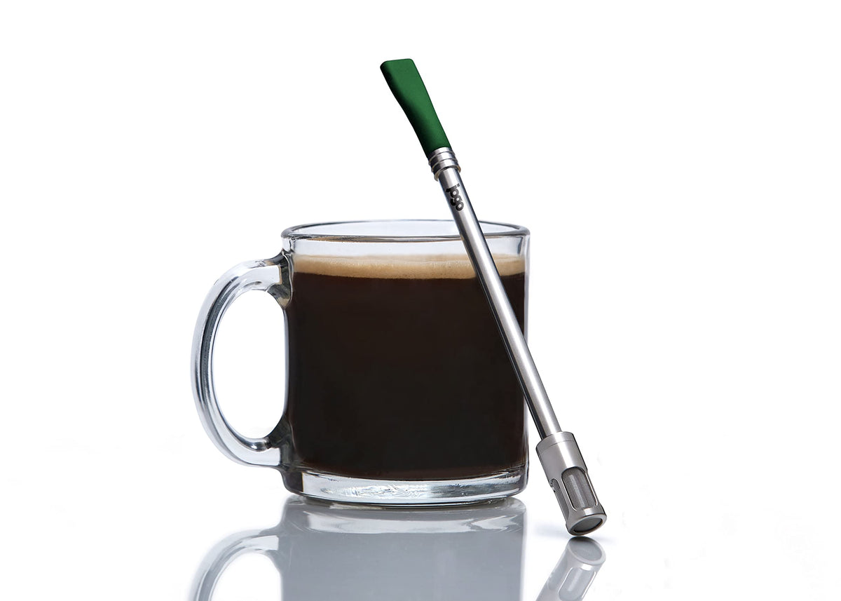 JoGo coffee straw in brewing action preserves bold flavor on the go.