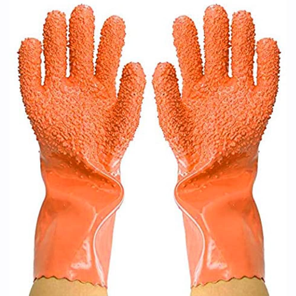 JOBEDE waterproof PVC gloves protect hands during washing and peeling.