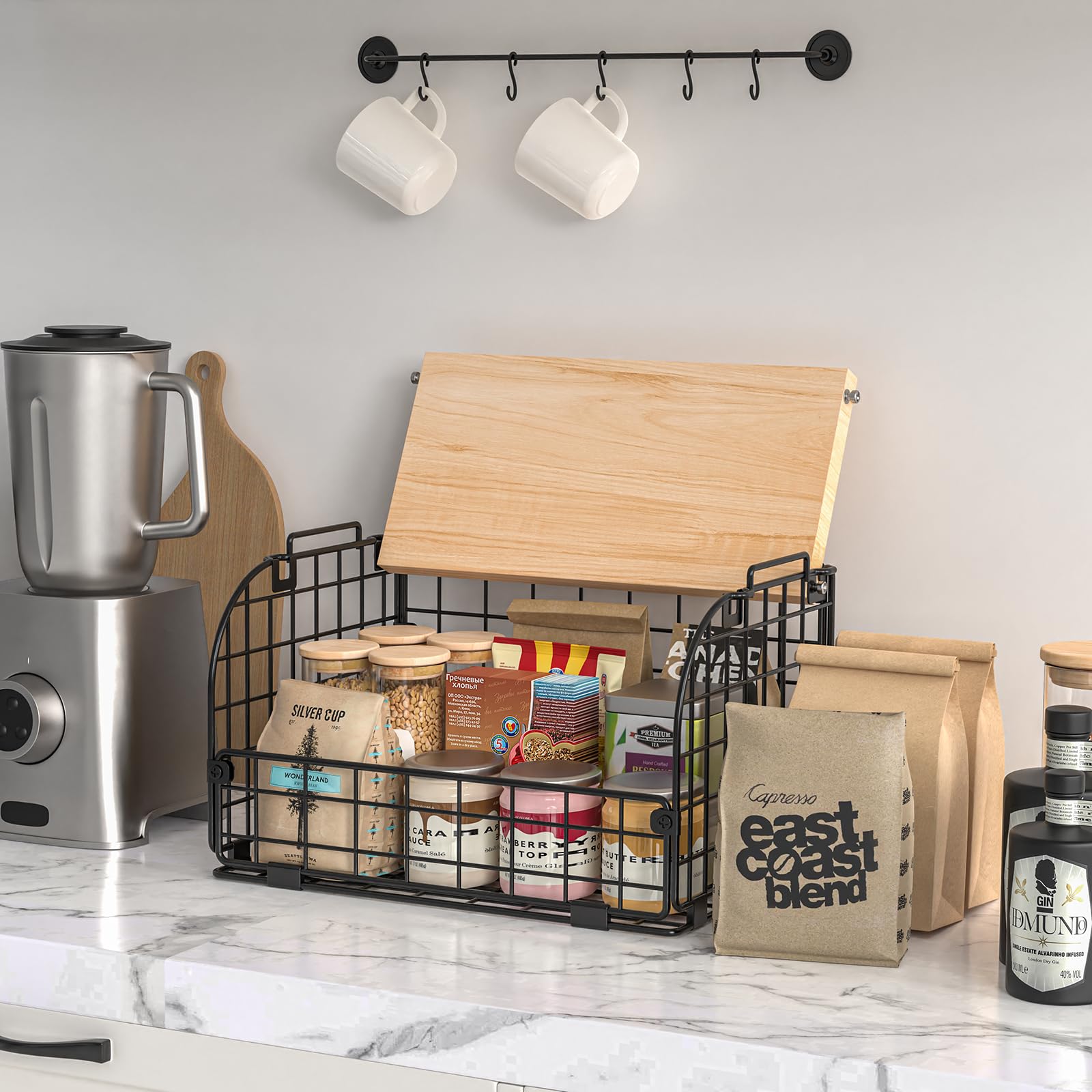 Joben Oligey kitchen counter organization, keep produce, snacks, and spices within easy reach.