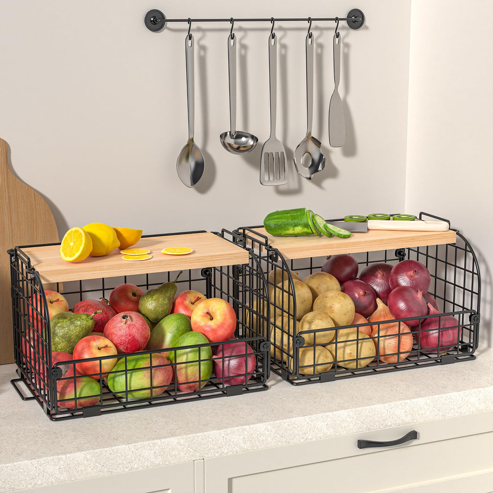 Joben Oligey open-front access, easy to retrieve items when baskets are stacked.