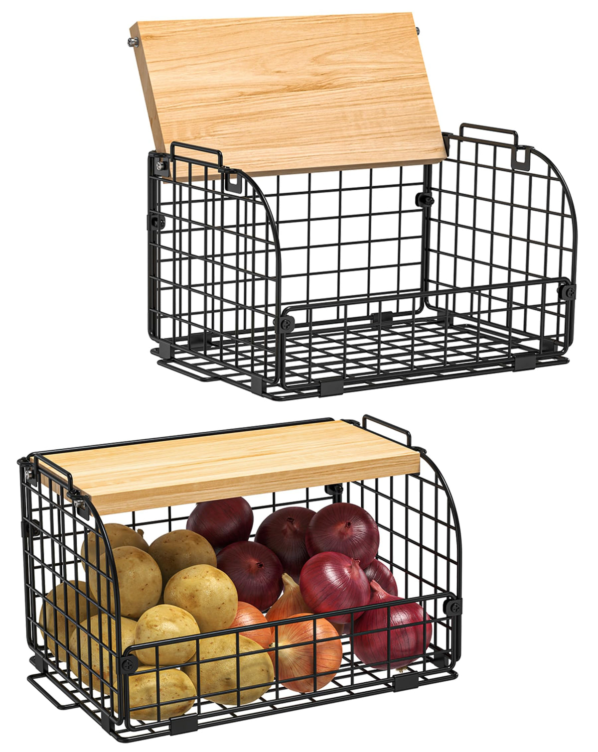Joben Oligey stackable basket open top, convenient storage for fruits, vegetables, and snacks.