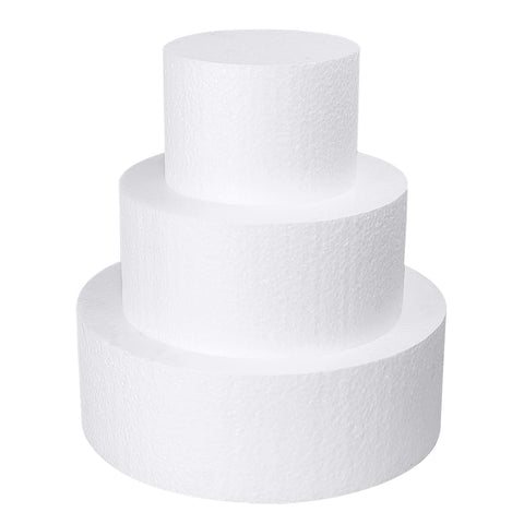 JOBVERT 3-tier foam cake dummies in 4, 6, and 8 inches for decorating practice.